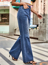 High Rise Bootcut Jeans with Pockets - photo produit 4 - VELZAR