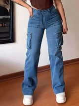 Plus Size High-Waisted Cargo Jeans - photo produit 2 - VELZAR