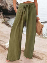 Full Size Wide Leg Pants with Drawstring Waist Plus Size - photo produit 3 - VELZAR