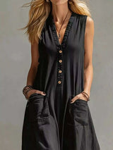Full Size V-Neck Sleeveless Wide-Leg Jumpsuit Plus Size - photo produit 2 - VELZAR