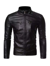Men's Plus Size Zip Up Leather Moto Jacket - photo produit 6 - VELZAR