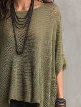 Full Size Loose Knit Round Neck Top Plus Size - photo produit 6 - VELZAR