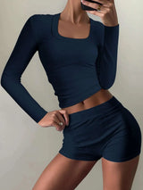 Ensemble Haut Col Carré Manches Longues et Short - photo produit 5 - VELZAR