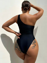 One-Shoulder Sleeveless One-Piece Swimsuit - photo produit 2 - VELZAR
