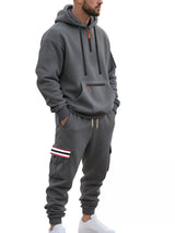 Men's Full Size Casual Half-Zip Hoodie and Cargo Pants Set Plus Size - photo produit 6 - VELZAR