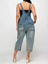 Full Size Button Front Denim Overalls with Pockets Plus Size - photo produit 2 - VELZAR