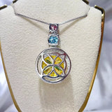 11.5 Carat Moissanite 925 Sterling Silver Necklace featuring colorful gemstones on a delicate chain.