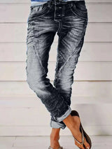 Full Size Washed Button-Fly Jeans Plus Size - photo produit 4 - VELZAR