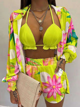 Full Size Halter Neck Cami & Shirt & Shorts 3-Piece Outfit Set Plus Size - photo produit 4 - VELZAR