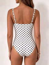 Polka Dot Cowl Neck Spaghetti Strap Bodysuit - photo produit 4 - VELZAR