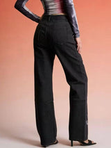 Jean Jambe Large Taille Haute Imprimé Papillon - photo produit 4 - VELZAR