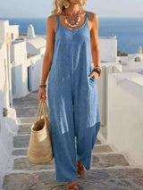 Spaghetti Strap Wide Leg Jumpsuit - photo produit 5 - VELZAR