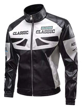 Men's Plus Size Stand Collar Leather Moto Jacket - photo produit 3 - VELZAR