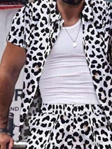 Ensemble Chemise Léopard Boutonnée et Short Grande Taille Homme - photo produit 2 - VELZAR