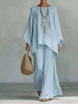 Full Size Round Neck Top and Wide Leg Pants Set Plus Size - photo produit 5 - VELZAR