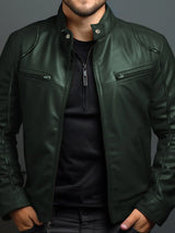 Men's Full Size Leather Motorcycle Jacket with Zipper Front Plus Size - photo produit 5 - VELZAR