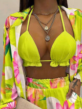 Full Size Halter Neck Cami & Shirt & Shorts 3-Piece Outfit Set Plus Size - photo produit 5 - VELZAR
