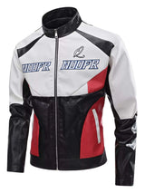 Men's Plus Size Two-Tone Zip Up Leather Jacket - photo produit 3 - VELZAR