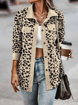 Full Size Leopard Print Button-Down Jacket Plus Size - photo produit 2 - VELZAR
