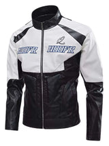 Men's Plus Size Two-Tone Zip Up Leather Jacket - photo produit 1 - VELZAR