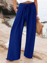 Full Size Drawstring Wide Leg Pants Plus Size - photo produit 3 - VELZAR
