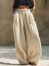 Full Size Elastic Waistband Wide Leg Pants Plus Size - photo produit 1 - VELZAR