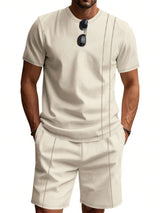Men's Full Size Round Neck Short Sleeve Top and Shorts Set Plus Size - photo produit 3 - VELZAR