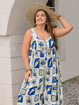 Plus Size Nautical Print Sleeveless Jumpsuit - photo produit 3 - VELZAR