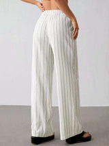 Pantalon Rayé Jambe Large à Cordon - photo produit 5 - VELZAR