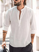 Chemise Manches Longues Détail Boutonné Grande Taille Homme - photo produit 2 - VELZAR