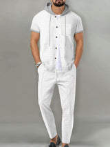 Men's Full Size Short-Sleeve Hooded Top and Shorts Set Plus Size - photo produit 6 - VELZAR