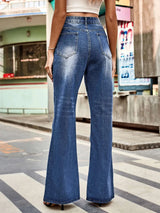 High Rise Bootcut Jeans with Pockets - photo produit 2 - VELZAR
