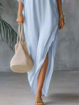 Full Size V-Neck Maxi Dress with Side Slits Plus Size - photo produit 2 - VELZAR