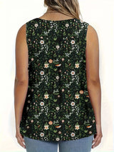 Débardeur Imprimé Floral Détail Boutonné Grande Taille - photo produit 5 - VELZAR
