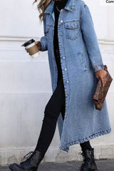Longline Button-Front Denim Jacket - photo produit 4 - VELZAR
