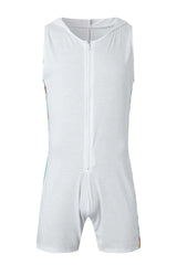 Men's Full Size Contrast Zip Front Sleeveless Active Romper Plus Size - photo produit 6 - VELZAR