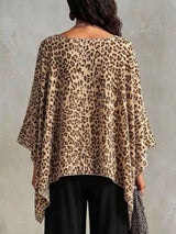 Full Size Leopard Print Asymmetrical Hem Top Plus Size - photo produit 2 - VELZAR