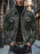 Men's Full Size Corduroy Button-Down Jacket Plus Size - photo produit 3 - VELZAR