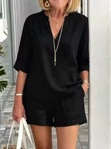 Full Size Half Sleeve Top and Shorts Set Plus Size - photo produit 3 - VELZAR
