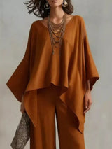 Full Size V-Neck Top and Pants Set Plus Size - photo produit 4 - VELZAR