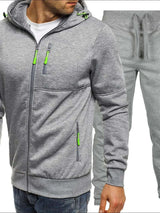Men's Plus Size Zip Up Hooded Top and Pants Set - photo produit 4 - VELZAR