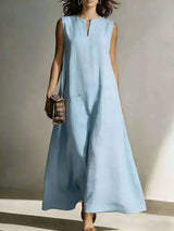 Full Size Notched Sleeveless Maxi Dress Plus Size - photo produit 2 - VELZAR