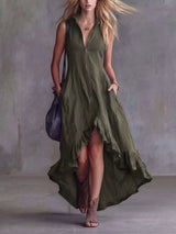Full Size High-Low Ruffled Zip Front Dress Plus Size - photo produit 5 - VELZAR