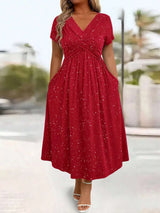 Full Size Glitter Flutter Sleeve Midi Dress Plus Size - photo produit 2 - VELZAR
