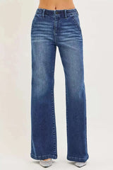 RISEN – Jean Taille Haute Jambe Large Poches en Biais - photo produit 3 - VELZAR
