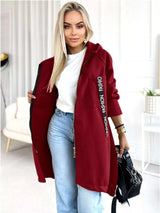 Full Size Zip Up Longline Hooded Outerwear Plus Size - photo produit 4 - VELZAR
