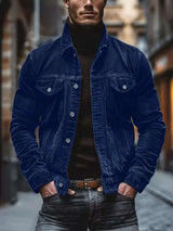 Men's Full Size Corduroy Button-Down Jacket Plus Size - photo produit 2 - VELZAR