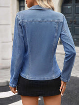 Button Up Long Sleeve Denim Jacket - photo produit 4 - VELZAR