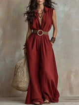 Full Size Sleeveless Wide Leg Jumpsuit Plus Size - photo produit 5 - VELZAR