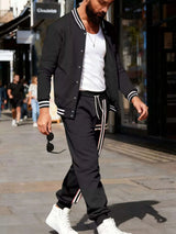 Men's Full Size Striped Long Sleeve Top and Pants Set Plus Size - photo produit 3 - VELZAR